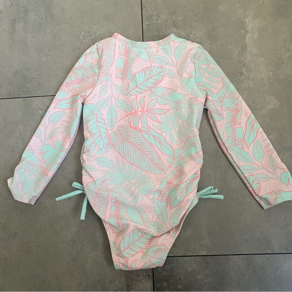 NWOT Cat & Jack toddler one piece swim palm print pink green 2T - Picture 7 of 8